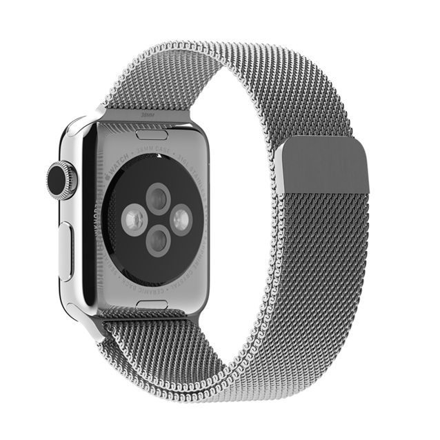 اپل واچ سری1 استیل کیس بند میلانز لوپ سیلور38mm