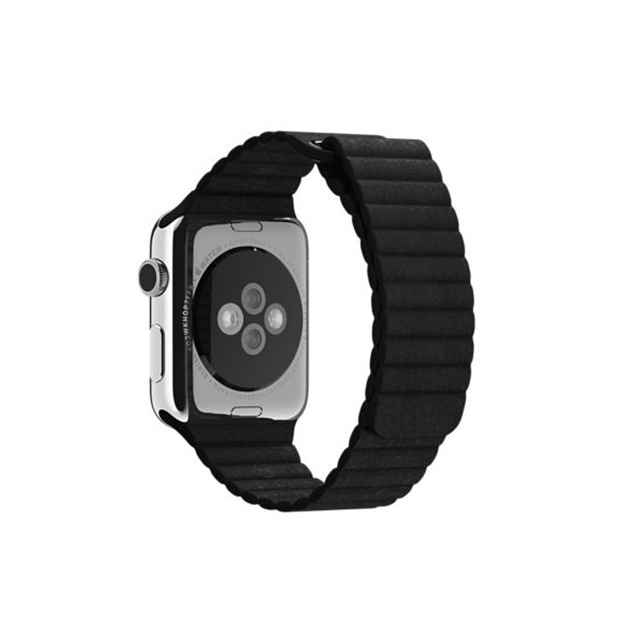 اپل واچ سری1استیل کیس بند لیدر لوپ مشکی42mm