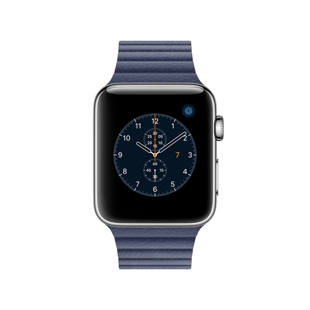 اپل واچ سری1 استیل کیس بند لدر لوپ آبی38mm