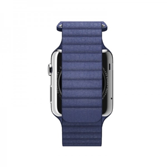 اپل واچ سری1 استیل کیس بند لدر لوپ آبی38mm