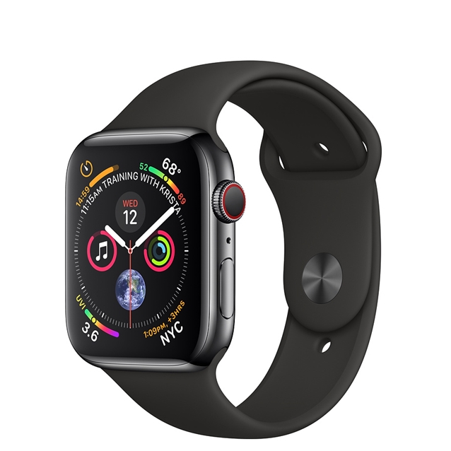 اپل واچ 4 استیل گری اسپورت بند مشکی 40mm
