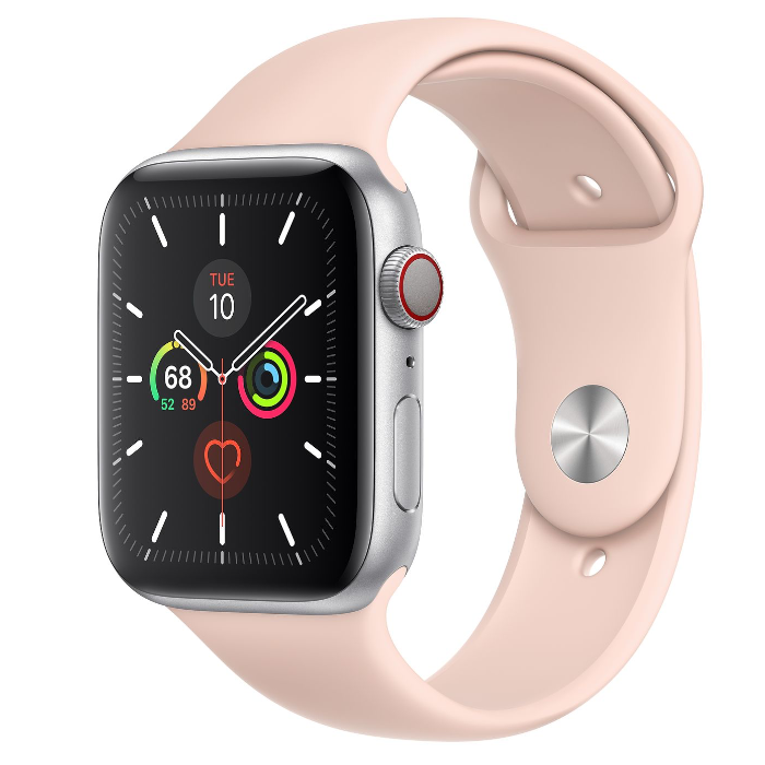 اپل واچ 5 سلولار آلومینیومی سیلور اسپورت بند 44mm